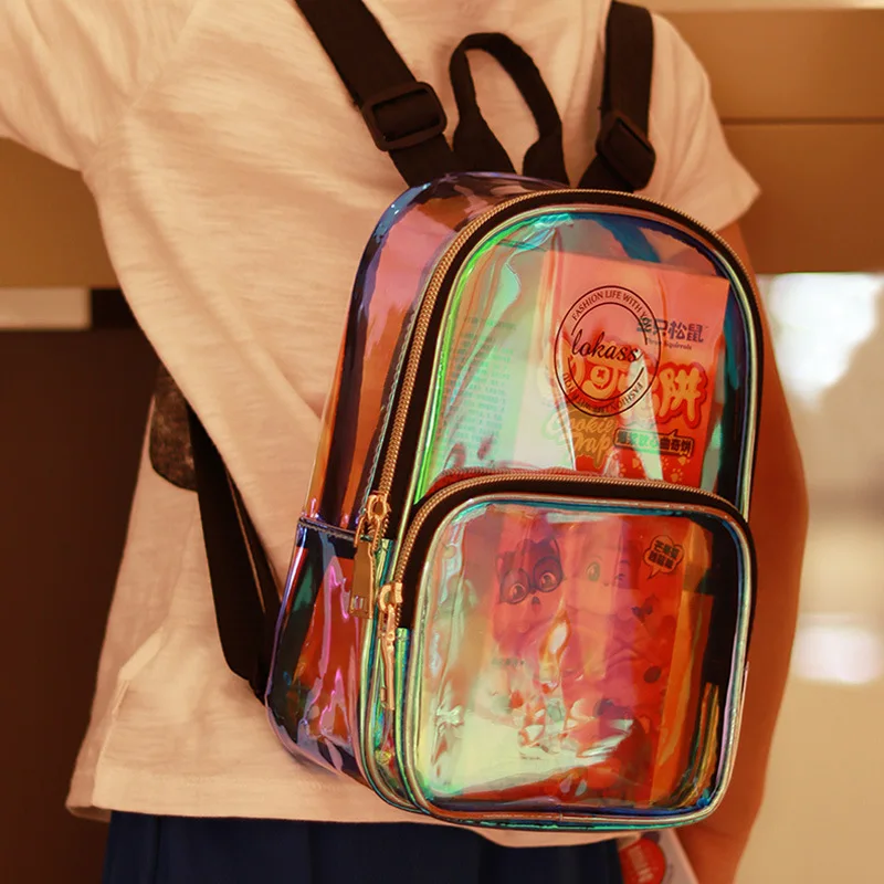 

Прозрачный рюкзак из термопластичного полиуретана, японская и корейская модная дорожная Женская сумочка-желе, Детский рюкзак, подарочная к...