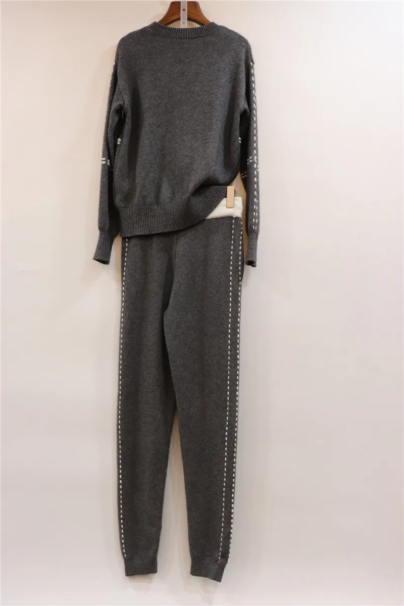 Новинка кашемировые вязаные костюмы женские модные цветные теплые свитера и