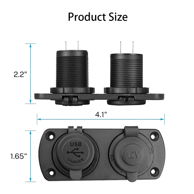 12V морской USB штепсельная розетка Панель 2 в 1 Гнездо для автомобильного