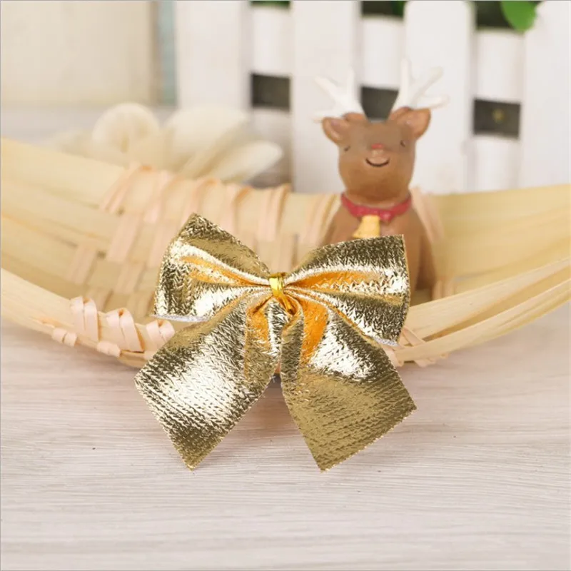 New Year 2021 Christmas Tree Decorations 12Pcs 5cm Golden Silver Red Bow for Home Decor Navidad 2020 natal | Дом и сад