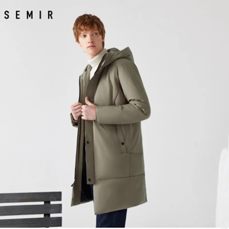 Semir длинный уплотненный мужской пуховик 80% утиный пух для молодых зимний ветровка