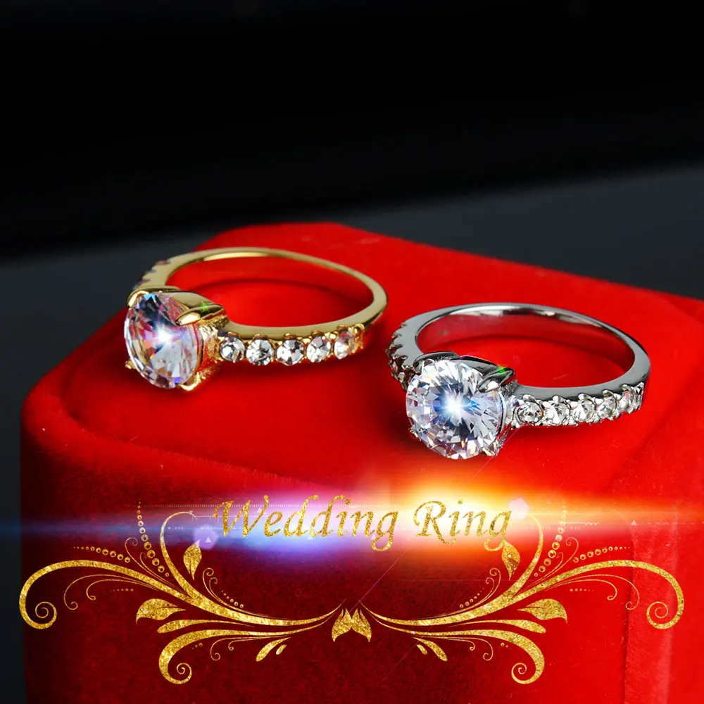 Лидер продаж классическое роскошное золотистое кольцо AAAAA с кубическим