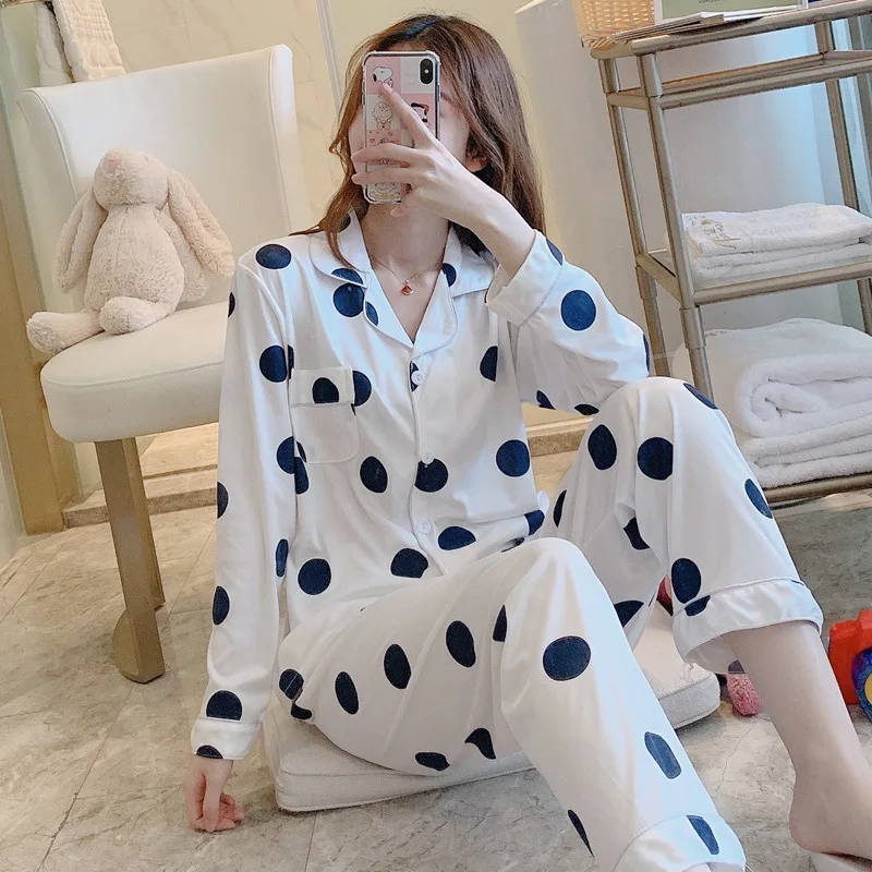 Женские пижамные комплекты Осенний удобный хлопковый пижамный комплект с