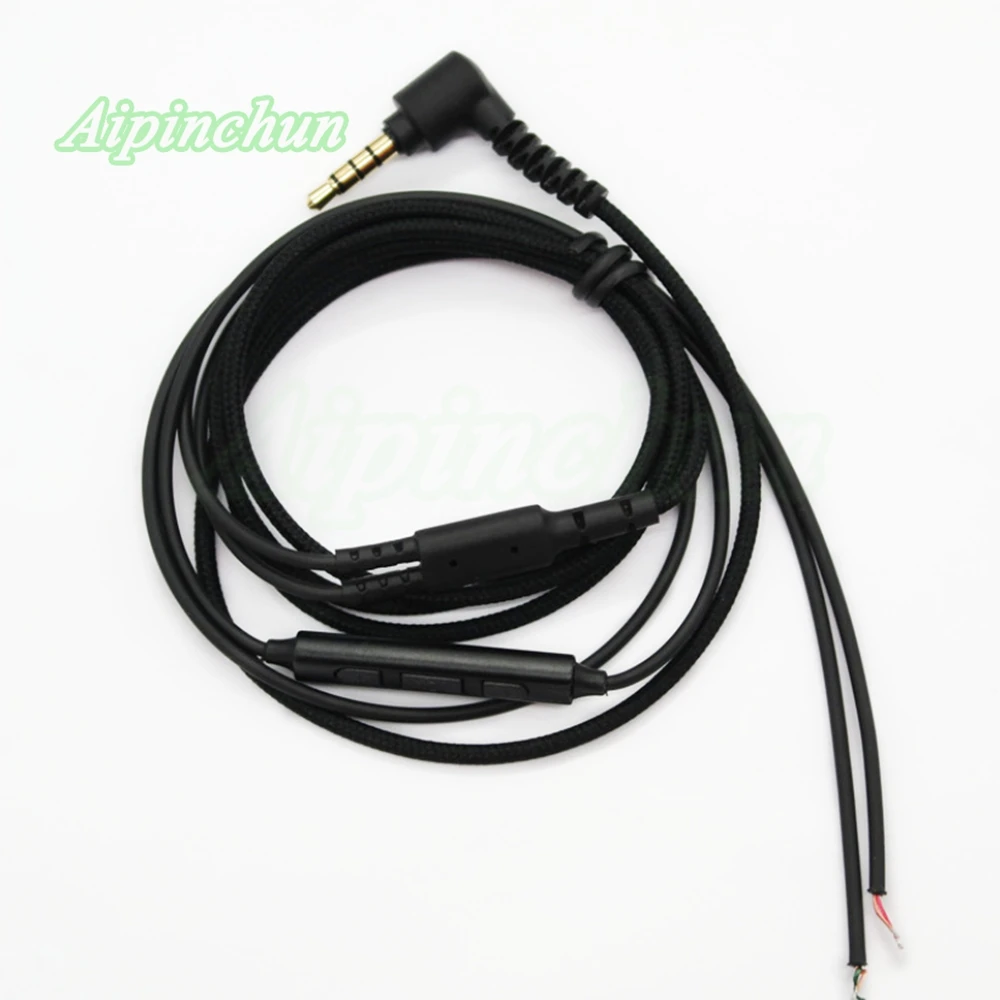 

Aipinchun L Bending Jack Headphone Repair Cable DIY Headset Replacement Wire with Mic Volume Controller Black
