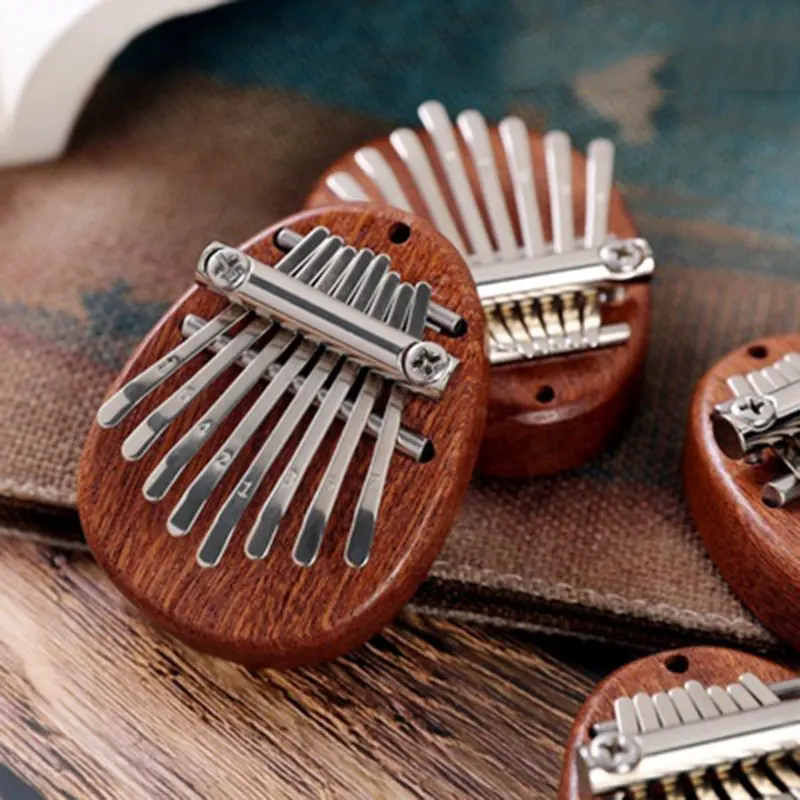 Mini Kalimba 8 Keys Thumb Piano  Mahogany Wood Thumb Keyboard Musical Instrument Cute Accessory Pendant Gift For Kids Girlfriend