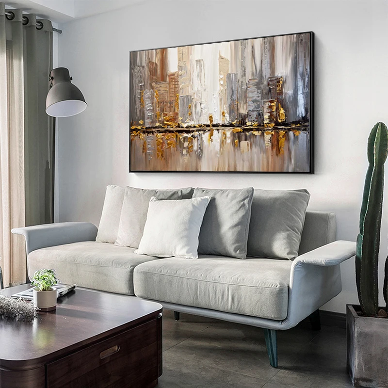 

2021 Original Design Landscape Abstract Streets Oil Painting With Foil