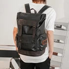 Вместительный мужской рюкзак для ноутбука, дорожный ранец из черной искусственной кожи с защитой от кражи, деловой рюкзак, модная школьная сумка на ремне для мужчин