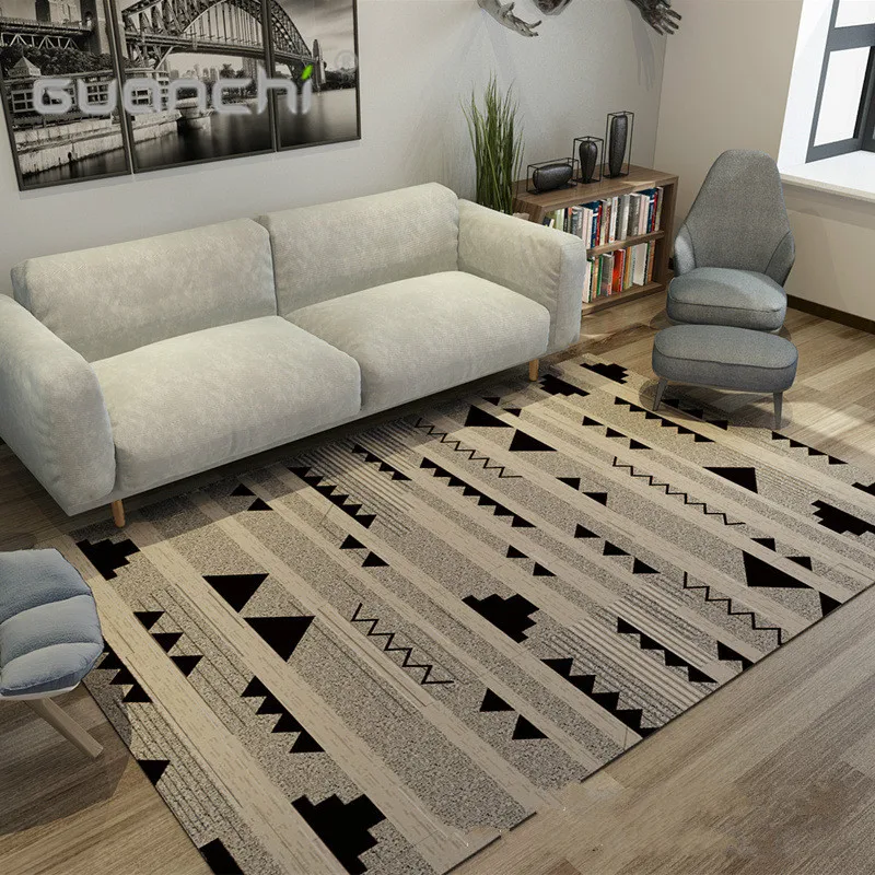 

Nordic Furry Carpet for Living Room Geometric Bedroom Area Rugs Entrance Doormat Anti Slip Floor Mat Hallway Rugs Home Decor