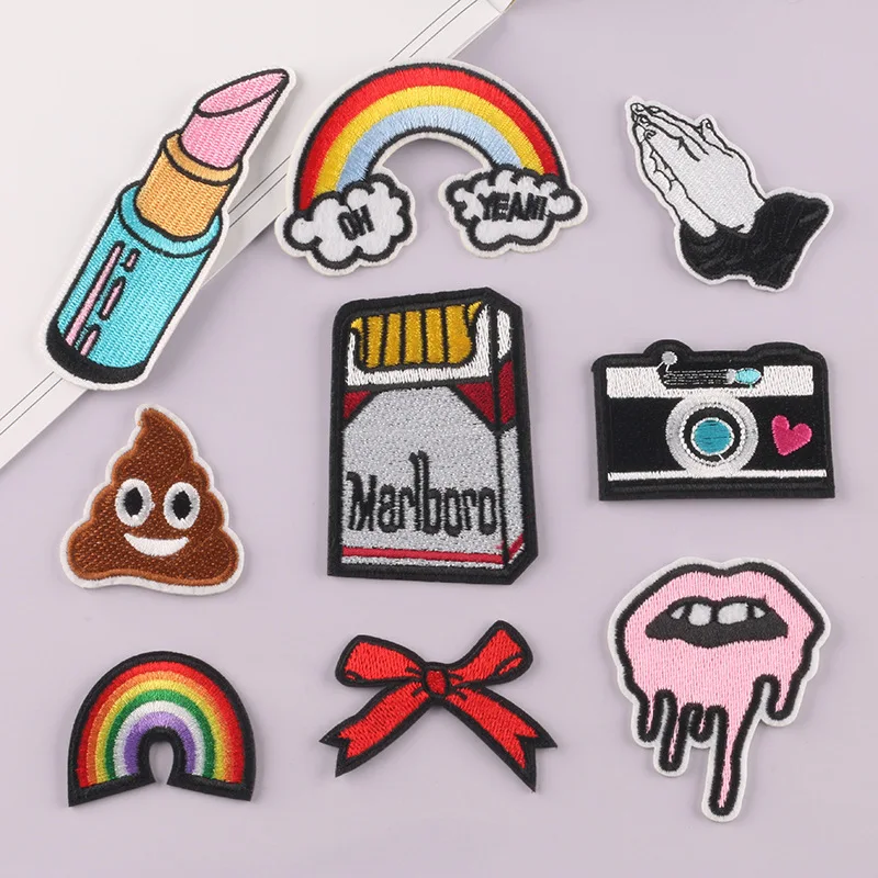

Embroidery Badges Rainbow Lipstick European and American Style Patch Stickers Embroidery Cloth Stickers Badge