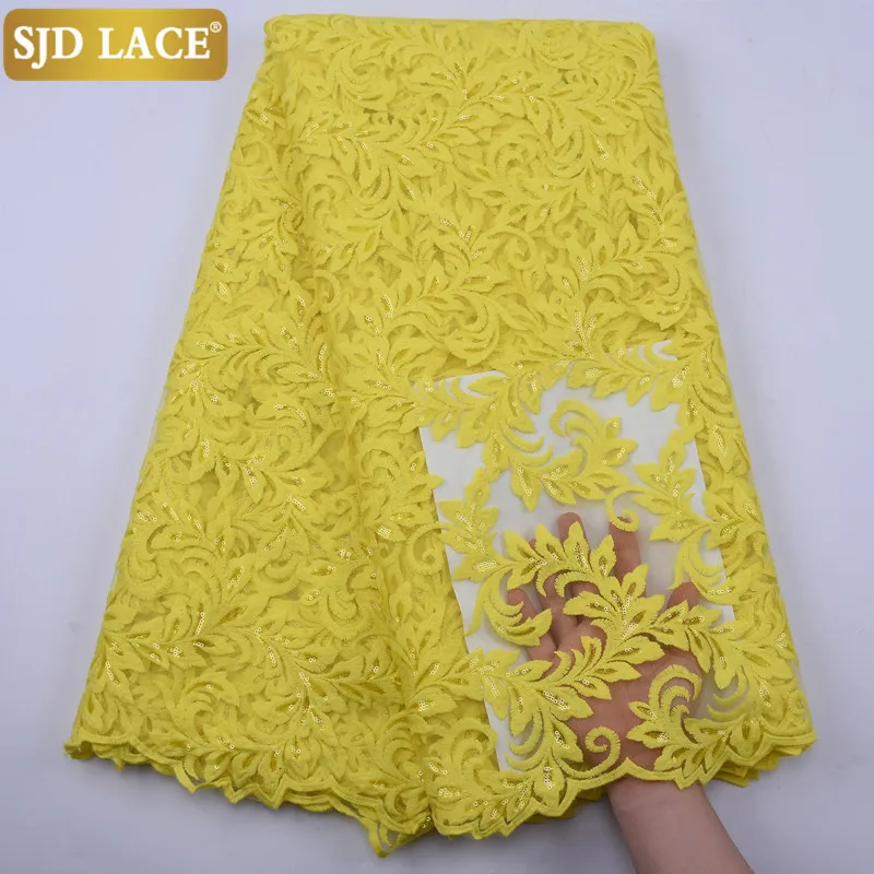Кружевная африканская кружевная ткань SJD карамельной расцветки вышивка с