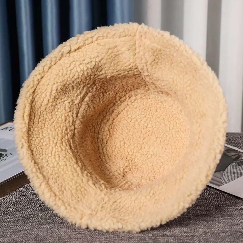 

Double-sided fisherman hat winter wild trend lamb wool hat youthful and beautiful matching hat