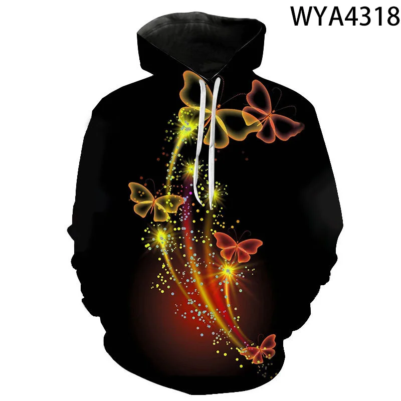 

Толстовки с капюшоном и 3D-принтом бабочки для мужчин и женщин, Детский свитшот, женская уличная одежда с длинным рукавом, Крутое повседневно...