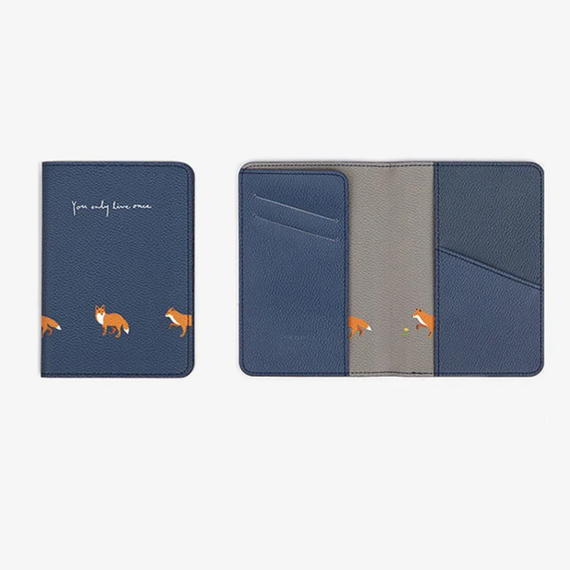 Dark blue fox Дорожная сумка с отделением для кредитных карт, Обложка для паспорта, документов защищенный посылка Женская Обложка для паспорта и кошелька Организатор билеты зажим для денег - Цвет: Dark blue fox