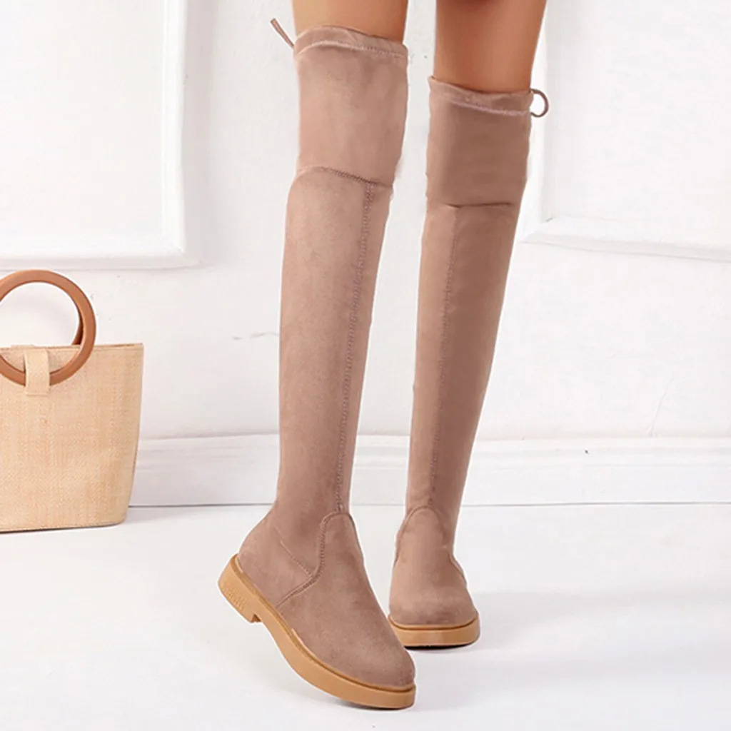 Облегающие Сапоги выше колена из флока женские коллекция 2019 года зимние сапоги