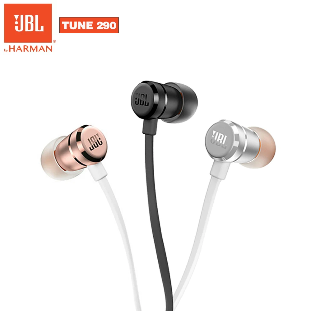 

JBL TUNE 290 оригинальные проводные наушники T290 3,5 мм стерео чистый бас звук с микрофоном Hands-free Call спортивная Гарнитура наушники-вкладыши