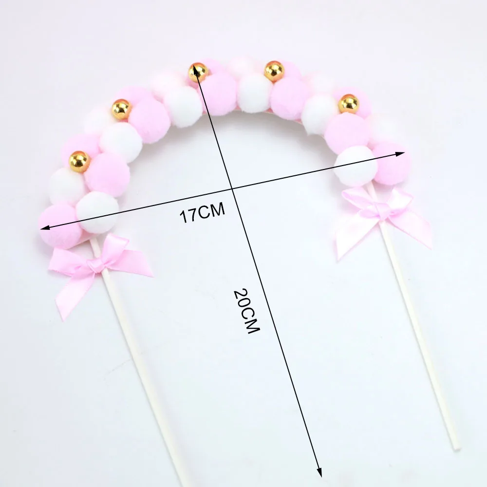Розовый сине-белые мягкий помпон облако Форма торт Топпер Baby Shower украшения торта