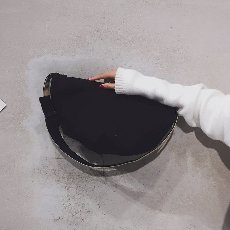 Простой дизайн женская сумка через плечо Повседневная холщовая черная для книг