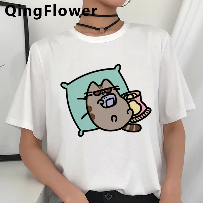 Pusheen Кошка Kawaii Funmy футболки с рисунками из мультфильмов футболка для женщин I Am Busy