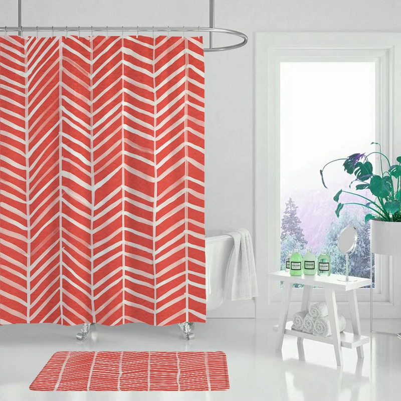 Акварельная Геометрическая ванная комната с одной печатью занавеска для душа