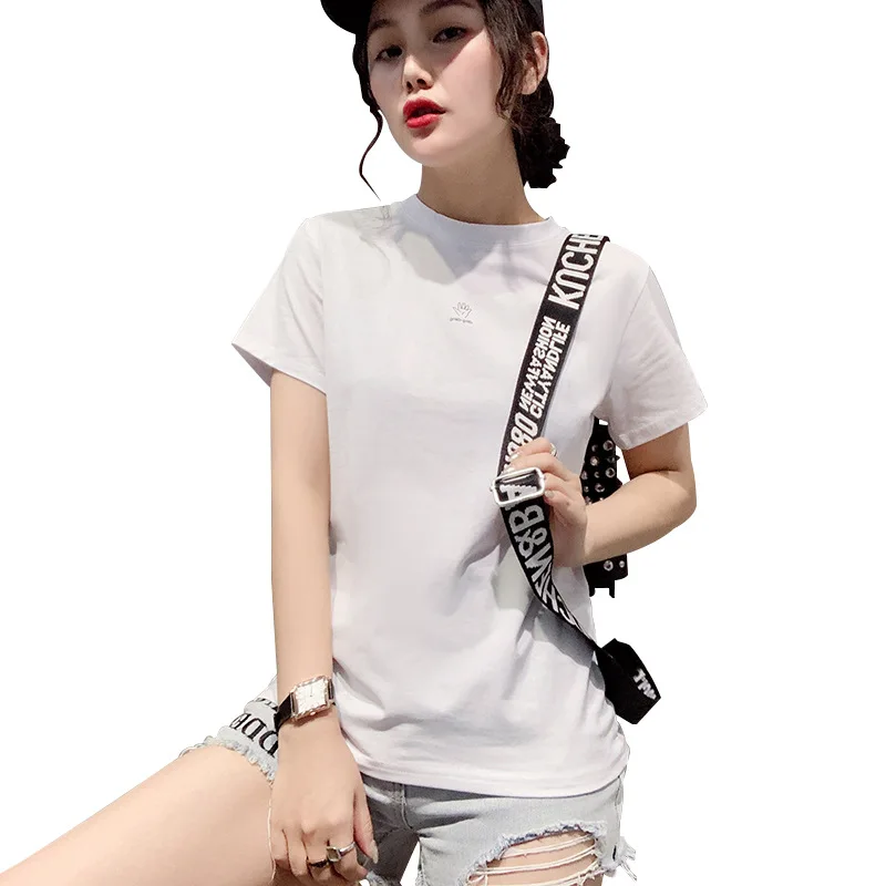 European and American casual women T-shirt 2019 new summer round neck half sleeve printed fashion personality top | Женская одежда