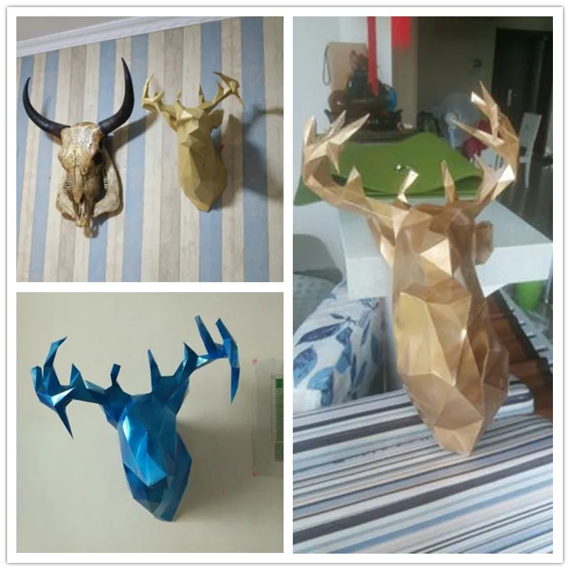 4 цвета DIY Олень Лось голова Бумага модель головоломки игрушки для домашних