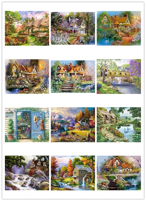 

5D Diy Diamond Painting Rural Scenic Embroidery Poster Mosaic Cross Stitch Art Rhinestones Pictures Wall Home Decoration Gifts