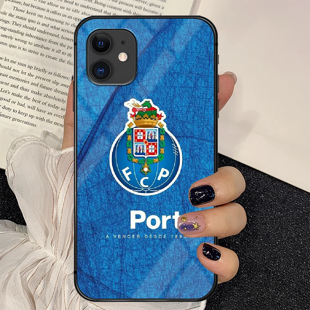 

Portugal Porto football Phone Tempered Glass Case Cover For IPhone 6 6S 7 8 11 12 X Xr Xs Se 2020 Pro Max Plus Mini Etui Coque