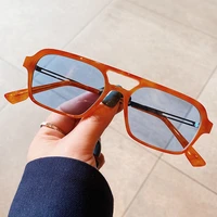 2021 new luxury brand sunglasses for men vintage double bridge small square pilot sun glasses women gradient pink orange shades