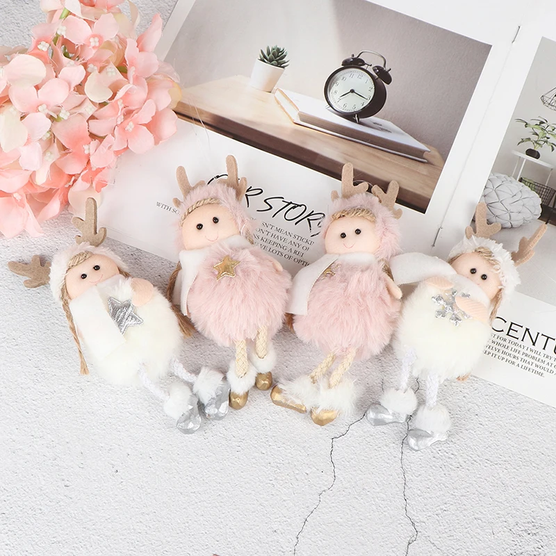 1 шт. рождественские милые украшения розовый белый шелк плюшевая подвесная