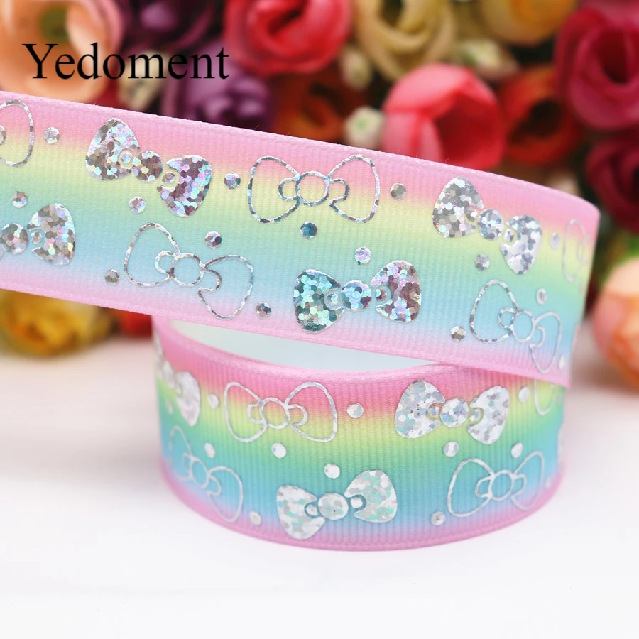 10 ярдов корсажная лента Серебряный бант печатный градиент 1 &quot25 мм/1 5&quot 38 мм для