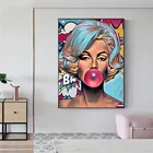 Картина на холсте с граффити, поп-культура, леди, пузыри, настенные художественные наклейки, скандинавские плакаты и принты, картины для гостиной, домашний декор