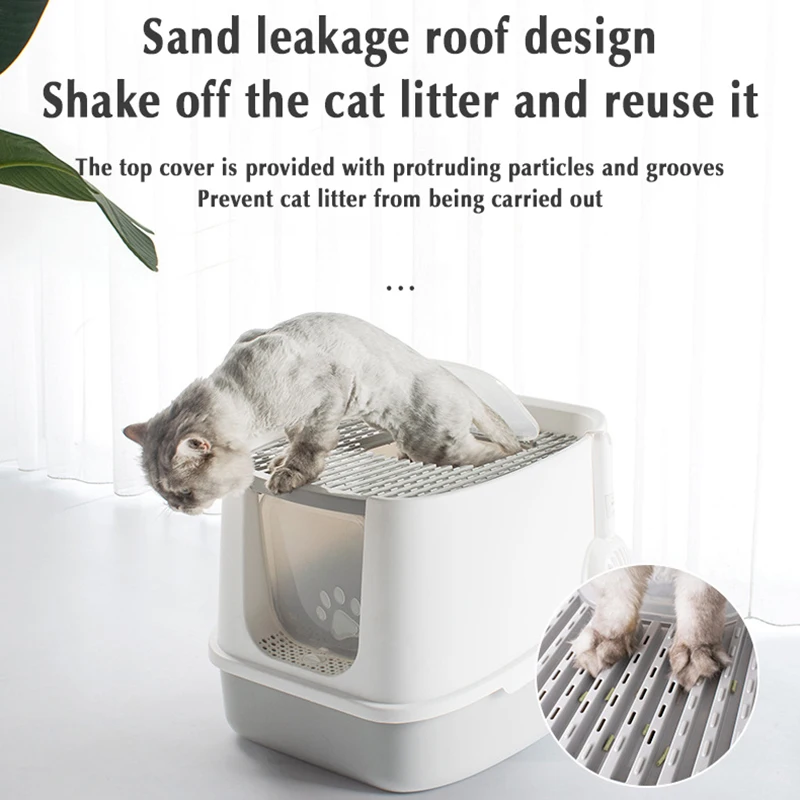 

Cat Litter Box Fully Enclosed Anti-Splash Cat Toilet Deodorant Pet Cleaning Supplies Kitty Litter Box Pet Toilet Litter Sandbox