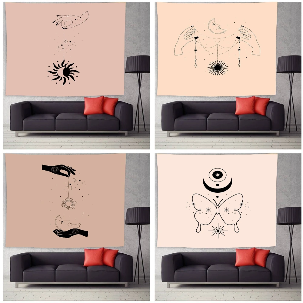 

Psychedelic Style Tapestry Wall Hanging Stars And Moon Wall Tapestries For Bedroom Living Room Dorm Decor Wall Art Blanket