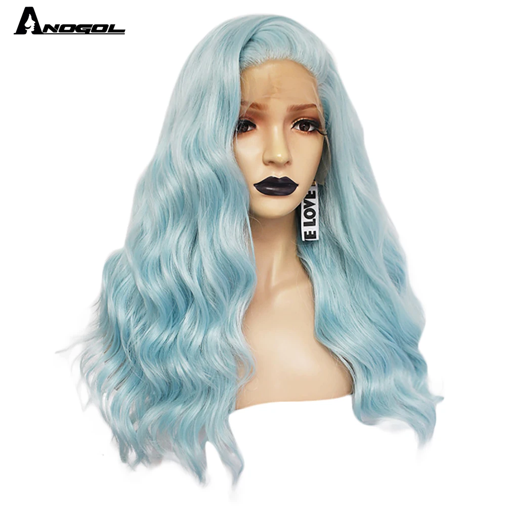 Аногол 24 &quotмятно зеленый длинный волнистый синтетический кружевной передний