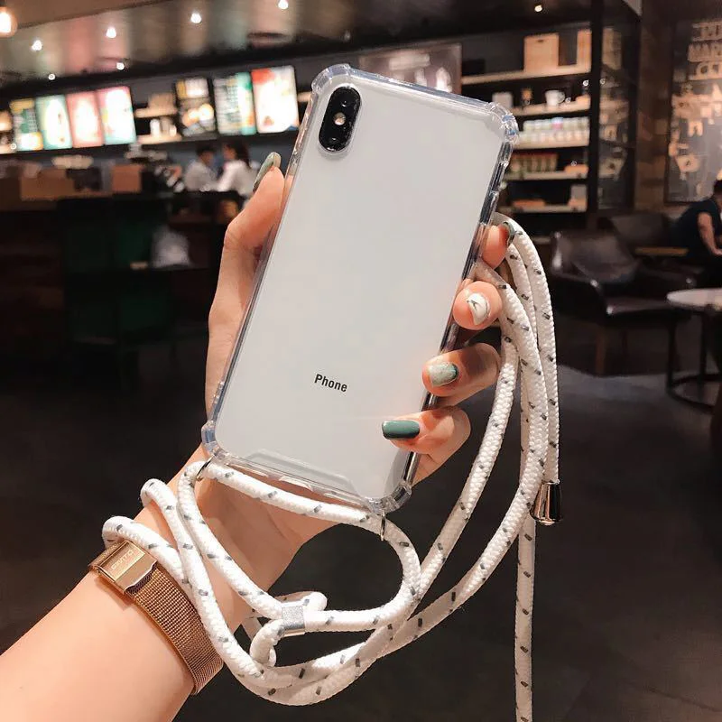 Ремешок-цепочка из ТПУ для Xiaomi Redmi Note 10 9 9S 8 8T 7 6 5 Pro Max ремешок на шею Red MI Lite POCO X3 Funda |