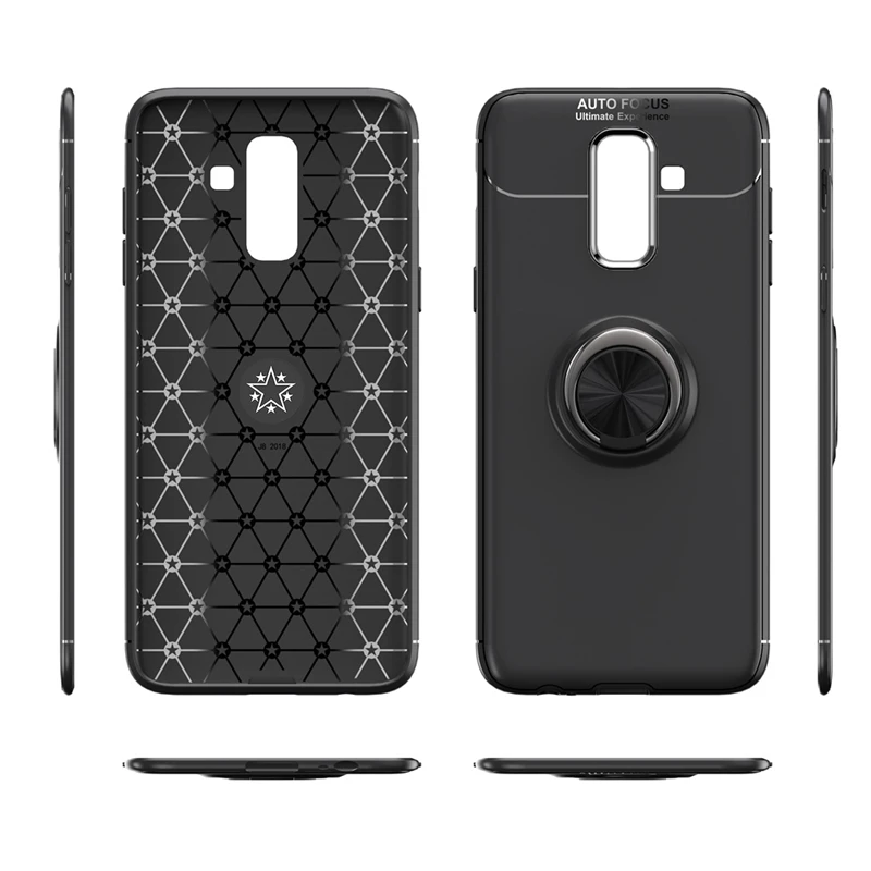 UPaitou Ring Case for Samsung Galaxy J8 J6 J4 Soft TPU Kickstand Back Cover Magnetically Iron Sheet |