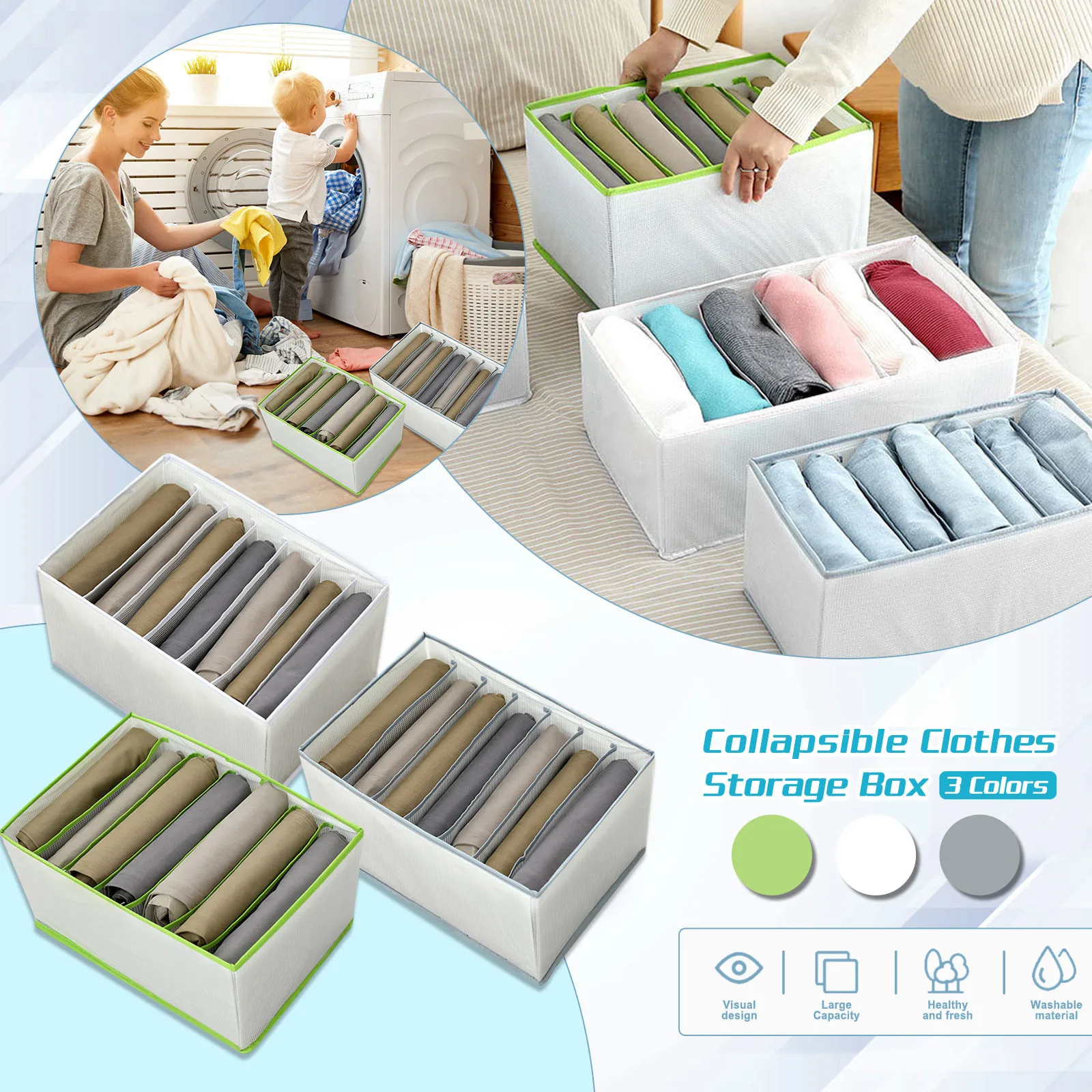 

Washable Wardrobe Clothes Organizer Eans Compartment Storage Box Leggings Organizer And T Shirt Organizer Bin Clothes Drawer