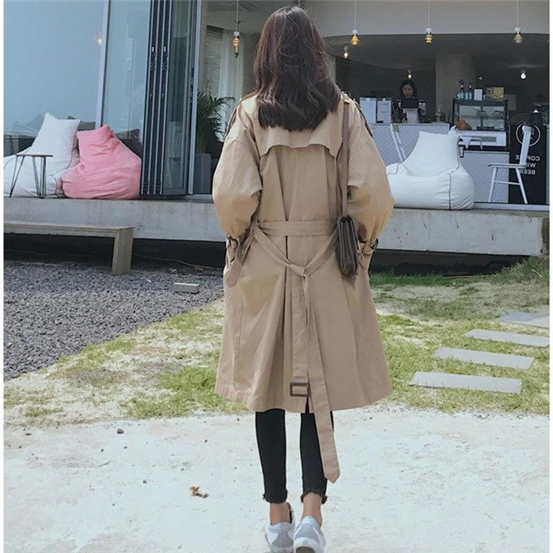 

Loose Trench Long Coat Female For Windbreaker Women Autumn Moda Mujer Overcoat Cloak Sashes Bur Vintage Manteau Femme Hiver