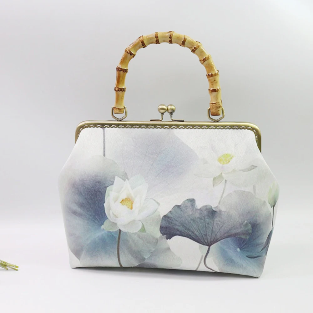 

2pcs U Shape Bamboo Bag Handle for Handbag DIY Tote Purse Replacement Parts Classic Texture Delicate Design Replacement Making