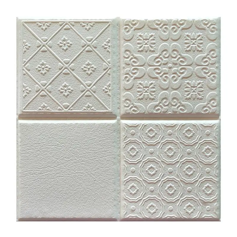 

Decorative 3D Wall Tile Stickers Self-adhesive Square Waterproof Simple Easy Peel Stick for Kitchen Wall Home Decor (White)