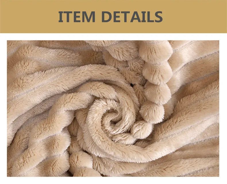 Striped Flannel Fleece Throw Blanket Soft Travel Blanket Solid Color Bedspread Plush Cover for Bed Sofa Warm Gift Dropship