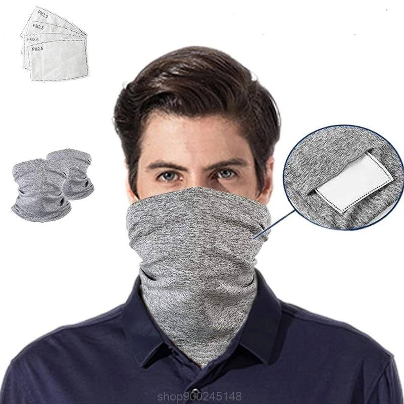 

Neck Gaiter with PM2.5 Filters Outdoor Cycling Bandanas Dustproof Sunscreen Half Face Mouth Mask Scarf N24 20 Dropshipping