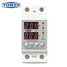 60A Din Rail 230V Adjustable Over and Under Voltage Protective Device Protector Relay Monitor Current Limit TOMZN TOVPD1-63-EC
