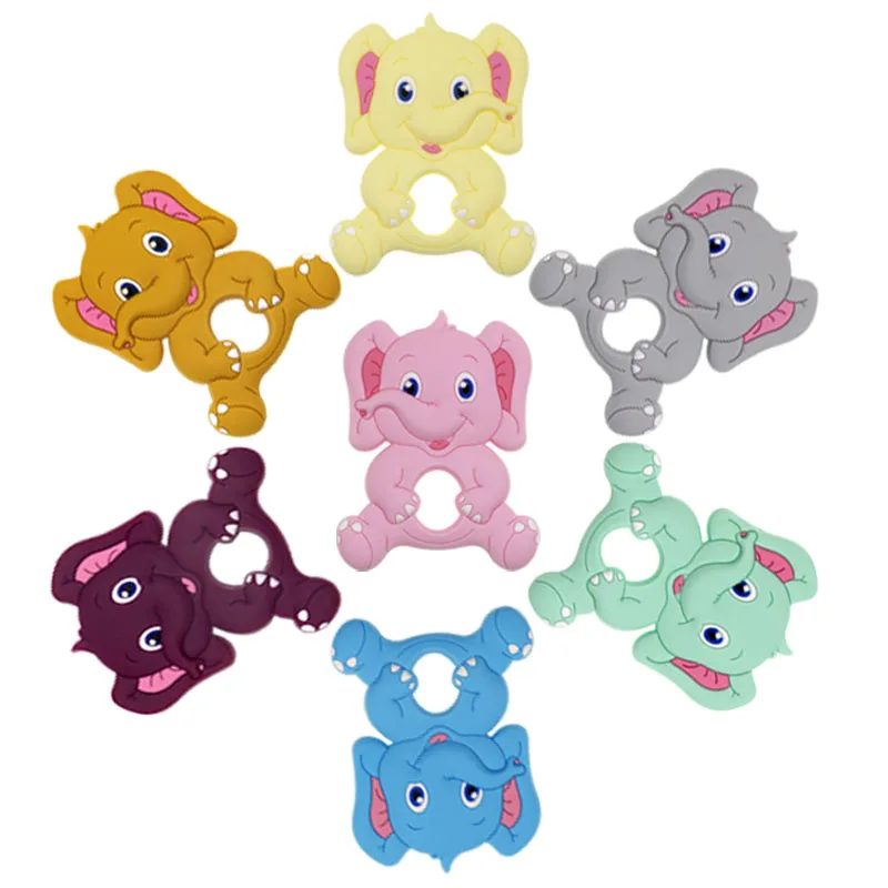 Kovict-mordedor de elefante de silicona, 5/10 piezas, colgantes de grado alimenticio, collar de cadena de chupete, accesorios, juguetes molares para beb&eacute;-1
