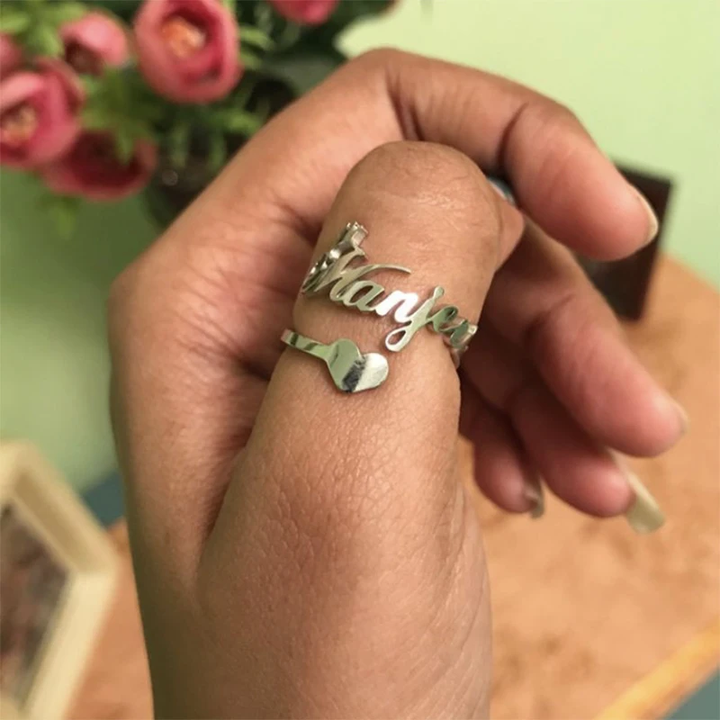 

Personalized Love Heart Name Ring For Women Letter Custom Couple Ring Stainless Steel Gold Silver Color Rings Jewelry Gift BFF
