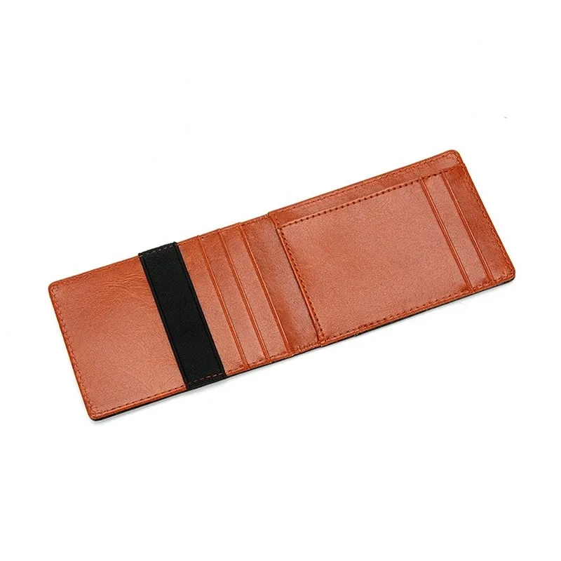 

New Fashion Carbon Fiber Men's Leather Money Clips Wallet Luxury Credit Card Slots Elastic Ribbon Cash Holder ID Purse For Male