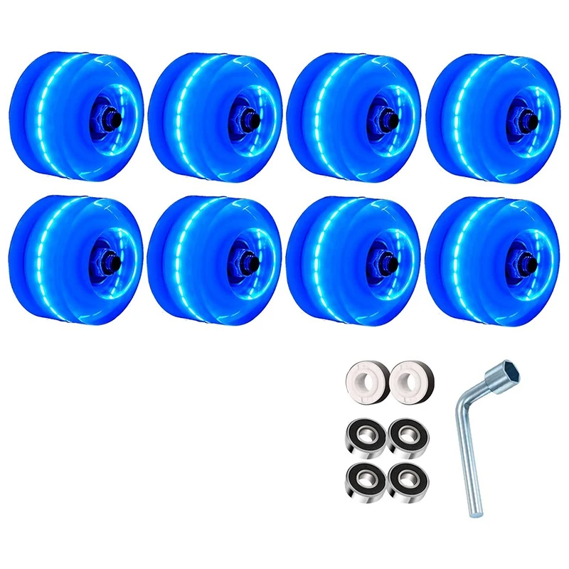 

ELOS-8 Pcs Roller Skate Wheels Outdoor Illuminated Rainbow Four-Wheel Skate Parts Tool Wheels with Skate Roller Bearings