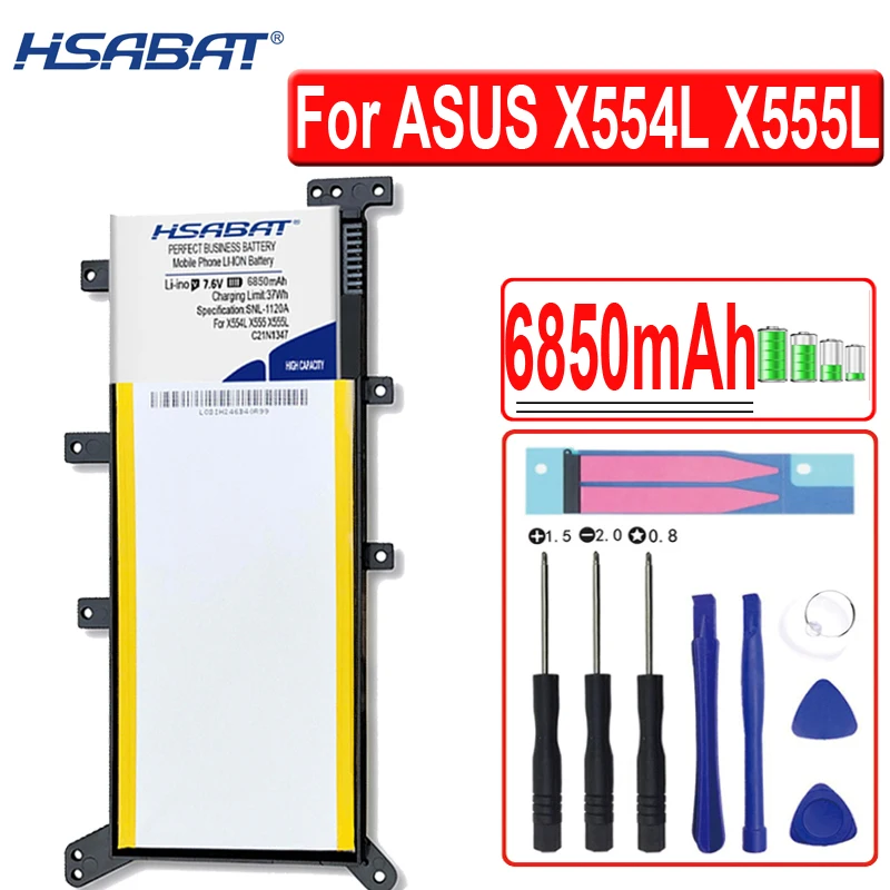 

Аккумулятор HSABAT 6850 мАч C21N1347 для ASUS X554L X555L X555LB X555LN X555 X555LD X555LP F555A F555U W519L F555UA VM