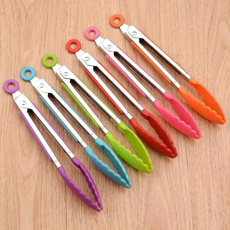 

Silicone Nylon Food Tongs, Stainless Steel 8-inch Barbecue Tongs Barbecue Tongs