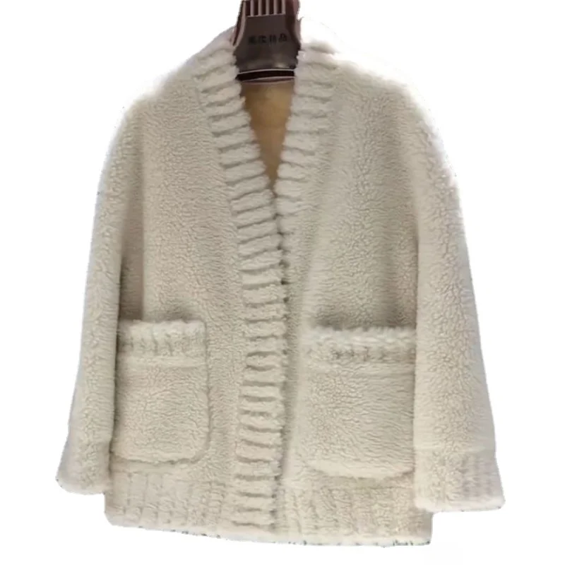 

Real Fur Coat Sheep Shearling Fur Jacket Autumn Winter Coat Women Clothes 2021 Korean Elegant Woolen Tops Casaco Feminino